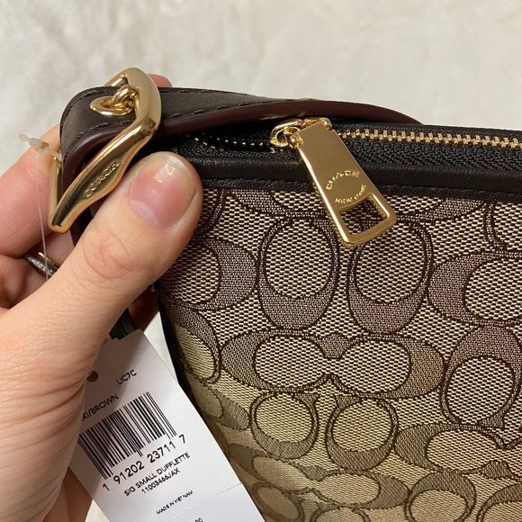 Coach Small Duflette in Signature Jacquard Li/Khaki/Brown Brand New with Tags - Picture 7 of 16